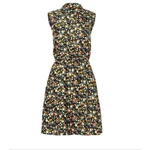 Tory Burch Dress Ryder Silk Floral Print Sleeveless Button Down Mini Shirt 2